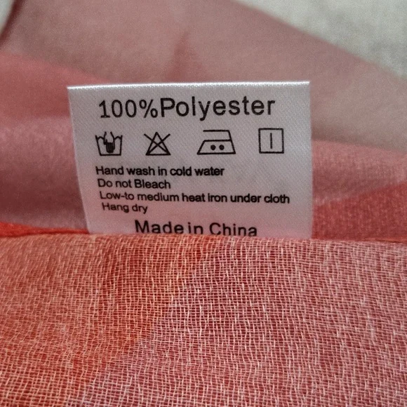 🌇 Mary Kay Large Scarf Shawl Wrap. Orange and Aqua. - Picture 4 of 14